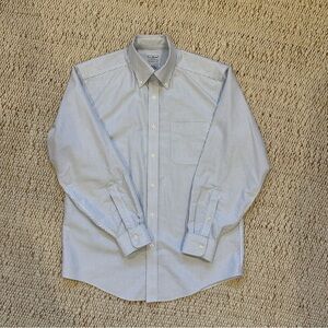 Small L.L. Bean Men's White and Blue Pinstripe Dress Shirt